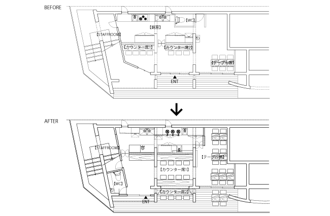 ともすけ 平面図　BEFORE/AFTER