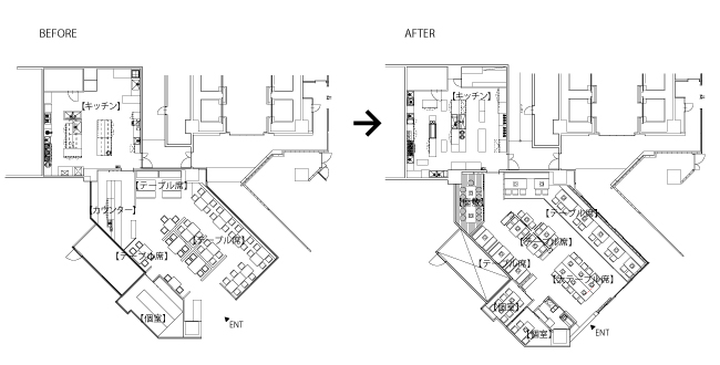 座頭 道安 平面図　BEFORE/AFTER