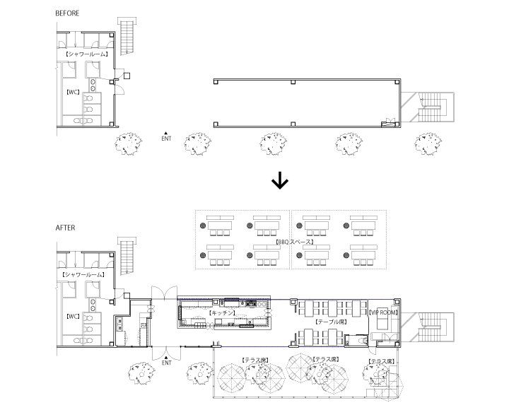 HARBOR HOUSE 平面図　BEFORE/AFTER