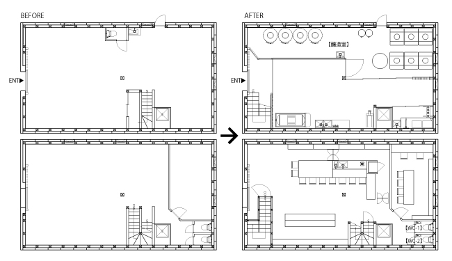 OSA WINERY 平面図　BEFORE/AFTER