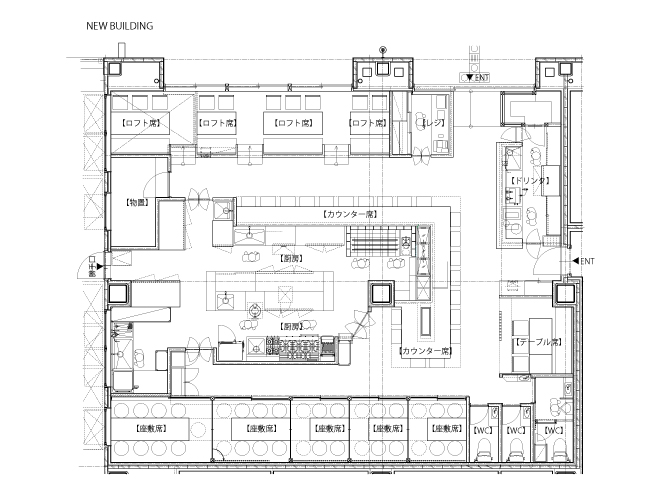 炉端のくろ兵衛 平面図　BEFORE/AFTER