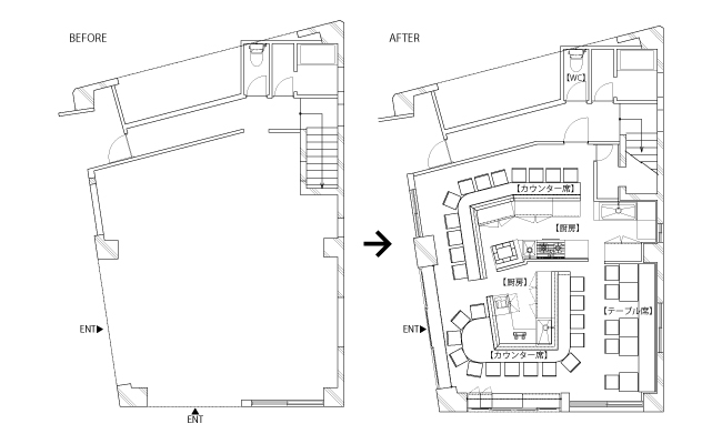 リバーサイドコマツ 平面図　BEFORE/AFTER