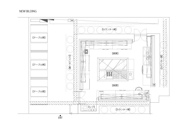 モツビストロ 天神ホルモン 平面図　BEFORE/AFTER