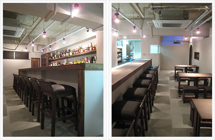 イタリアン&BAR affabile 店内カウンター席とテーブル席