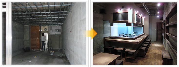 居酒屋 Bootleg 店舗デザイン構築事例1 カウンター席