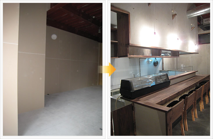 焼鳥 鳥里庵 店舗デザイン構築事例1 店内カウンター席