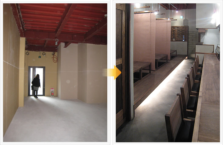 焼鳥 鳥里庵 店舗デザイン構築事例1 店内とカウンター席