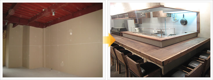 焼鳥 鳥里庵 店舗デザイン構築事例1 店内カウンターキッチン