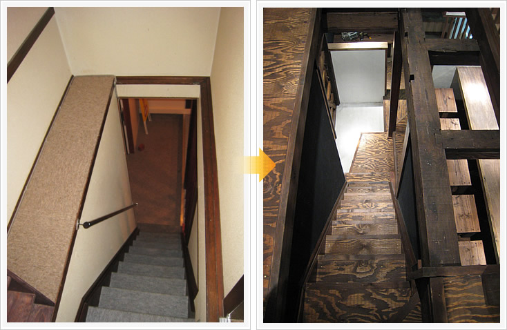 焼鳥まろばし 店舗デザイン構築事例1 階段