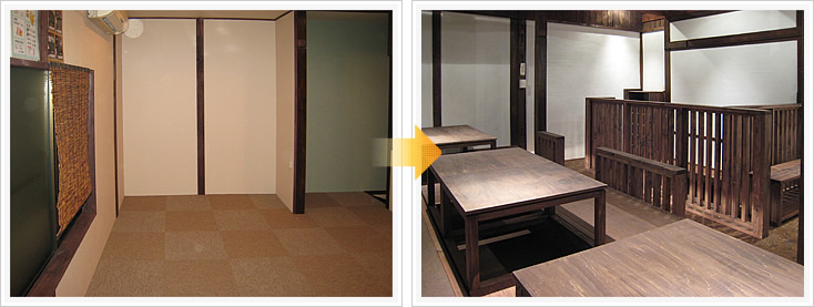 焼鳥まろばし 店舗デザイン構築事例1 二階テーブル席3