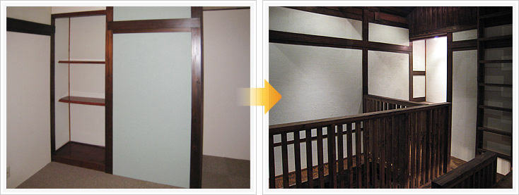 焼鳥まろばし 店舗デザイン構築事例1 階段エントランス