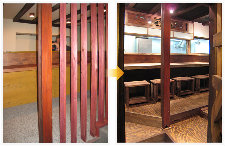 焼鳥まろばし 店舗デザイン構築事例3 カウンターと階段