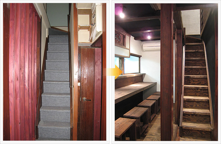 焼鳥まろばし 店舗デザイン構築事例5 階段