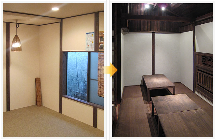 焼鳥まろばし 店舗デザイン構築事例1 二階テーブル席