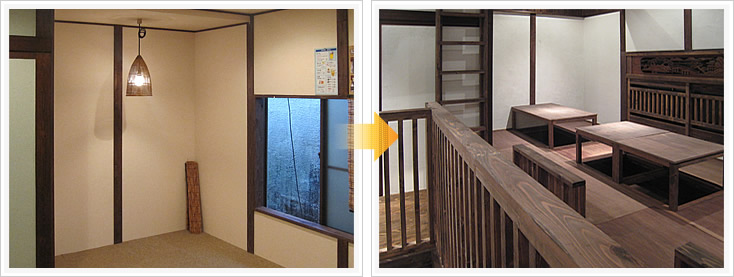 焼鳥まろばし 店舗デザイン構築事例1 二階テーブル席2