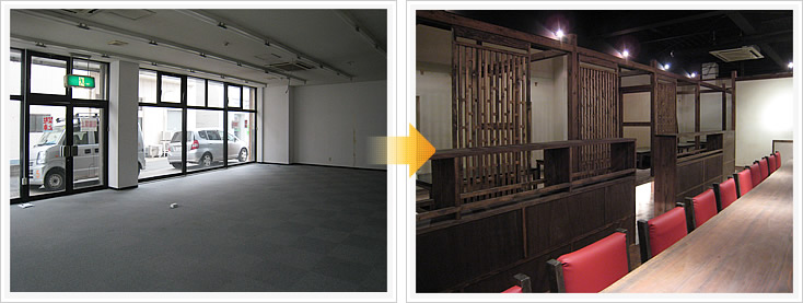 串と魚 にぎわい 店内カウンタ席とテーブル席