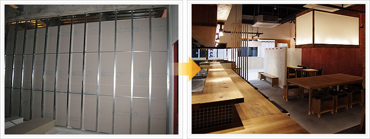 六角道 カウンター席とテーブル席