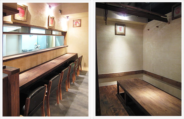 小桃園カウンター席と座敷席