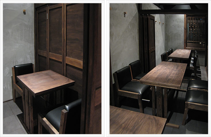 海鮮炉ばた居酒屋「磯ぎよし 下川端店」テーブル席と仕切り