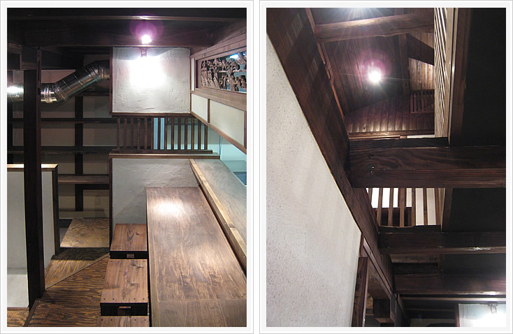 居酒屋・焼鳥まろばしカウンター席と吹き抜け