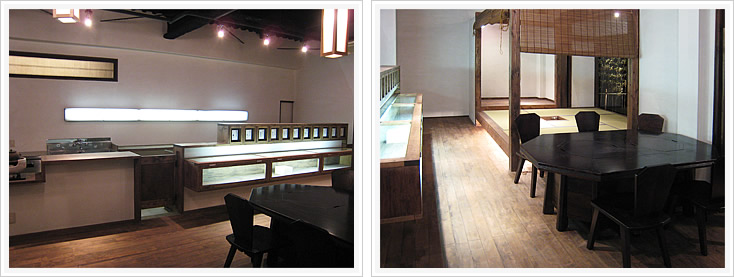 三十三茶屋内装カウンターとテーブル席