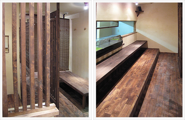 なわた屋エントランスとカウンター席