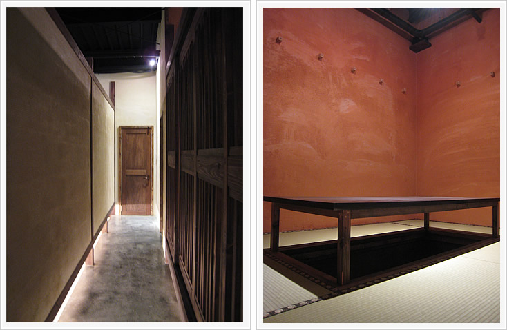 居酒屋「串と魚 にぎわい」 廊下と個室席